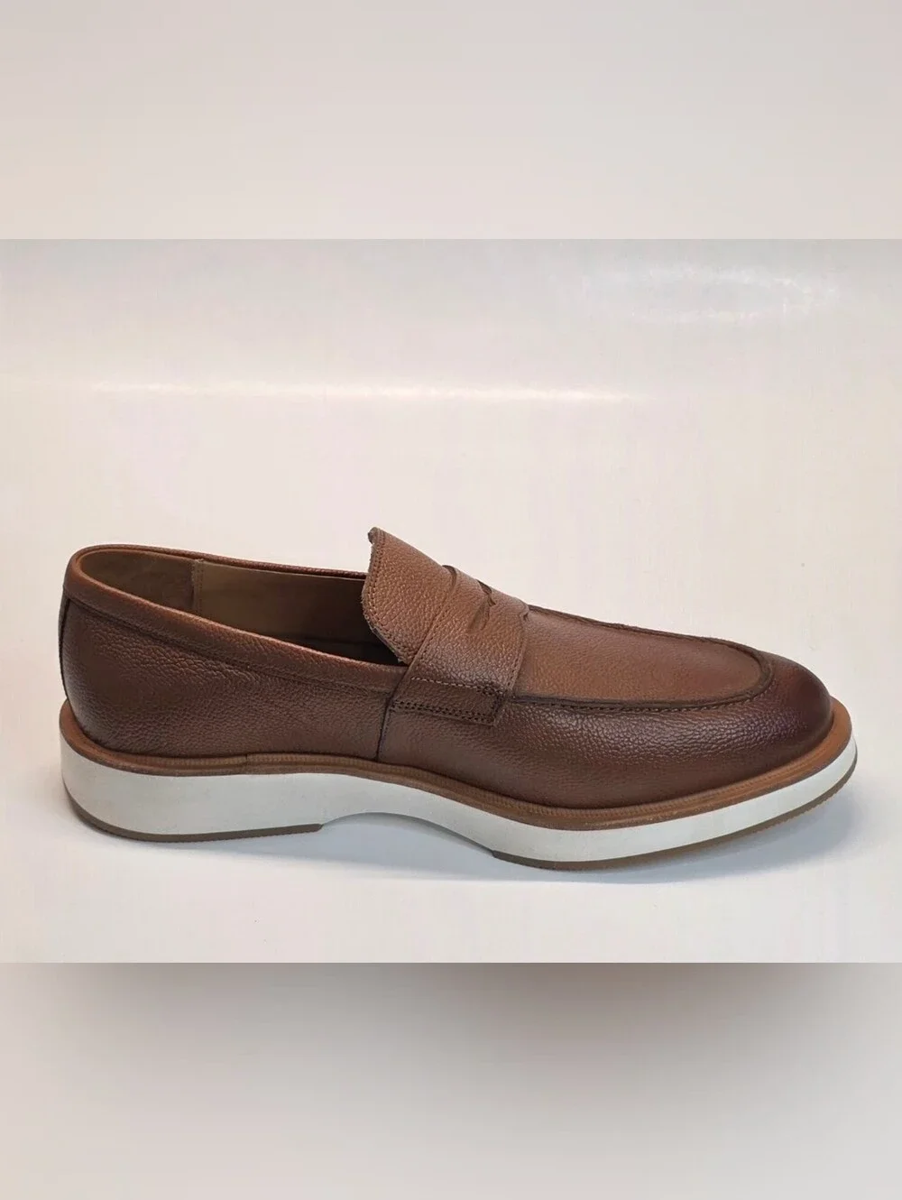 New Allen Edmonds Shoes Mens 10.5D Brown Benson Pebbled Leather Penny Loafer